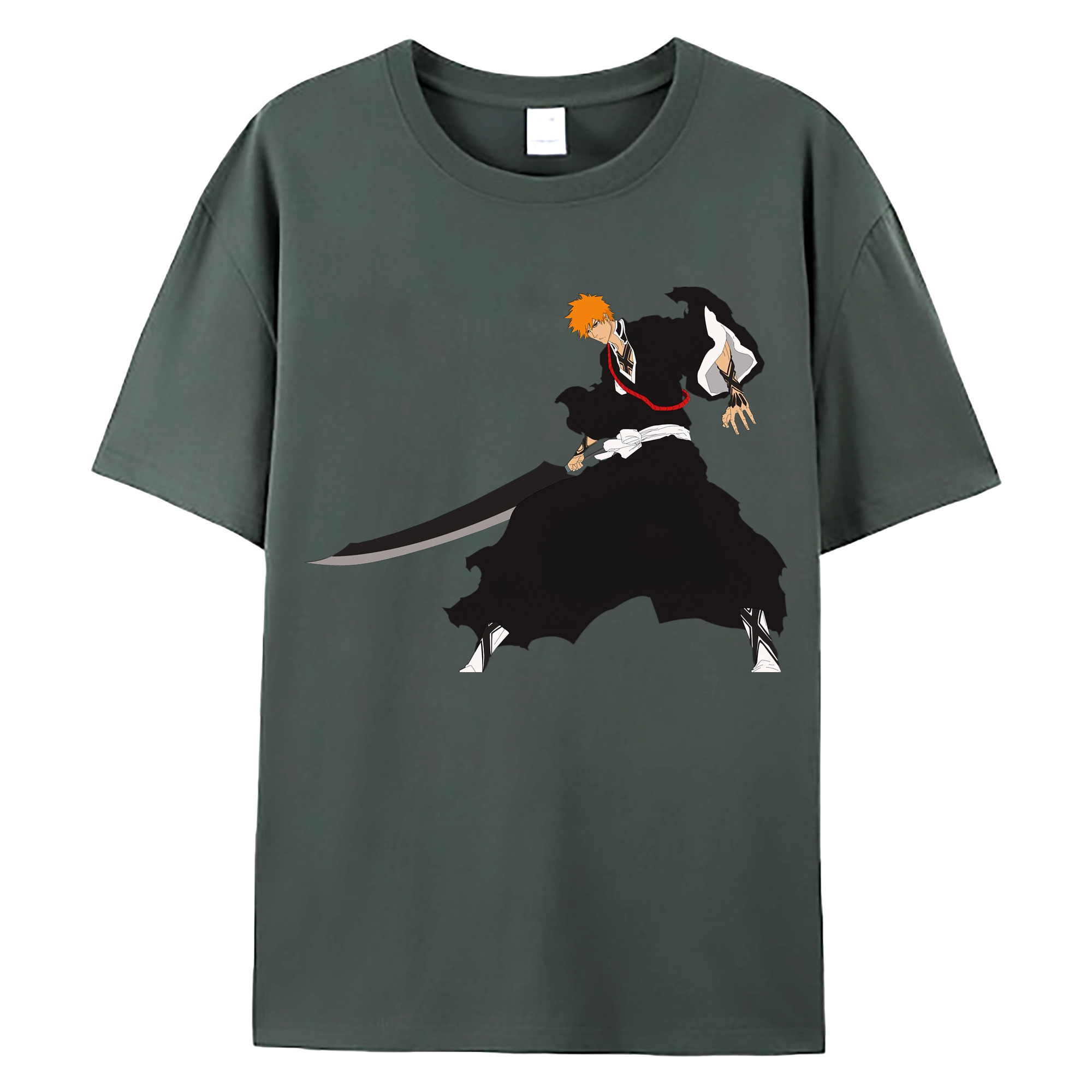 （画像用） ブリーチ 黒崎一護（くろさき いちご）BLEACH Kurosaki Ichigo 綿100％ メンズ半袖Tシャツ｜肌触りやわらか＆通気性